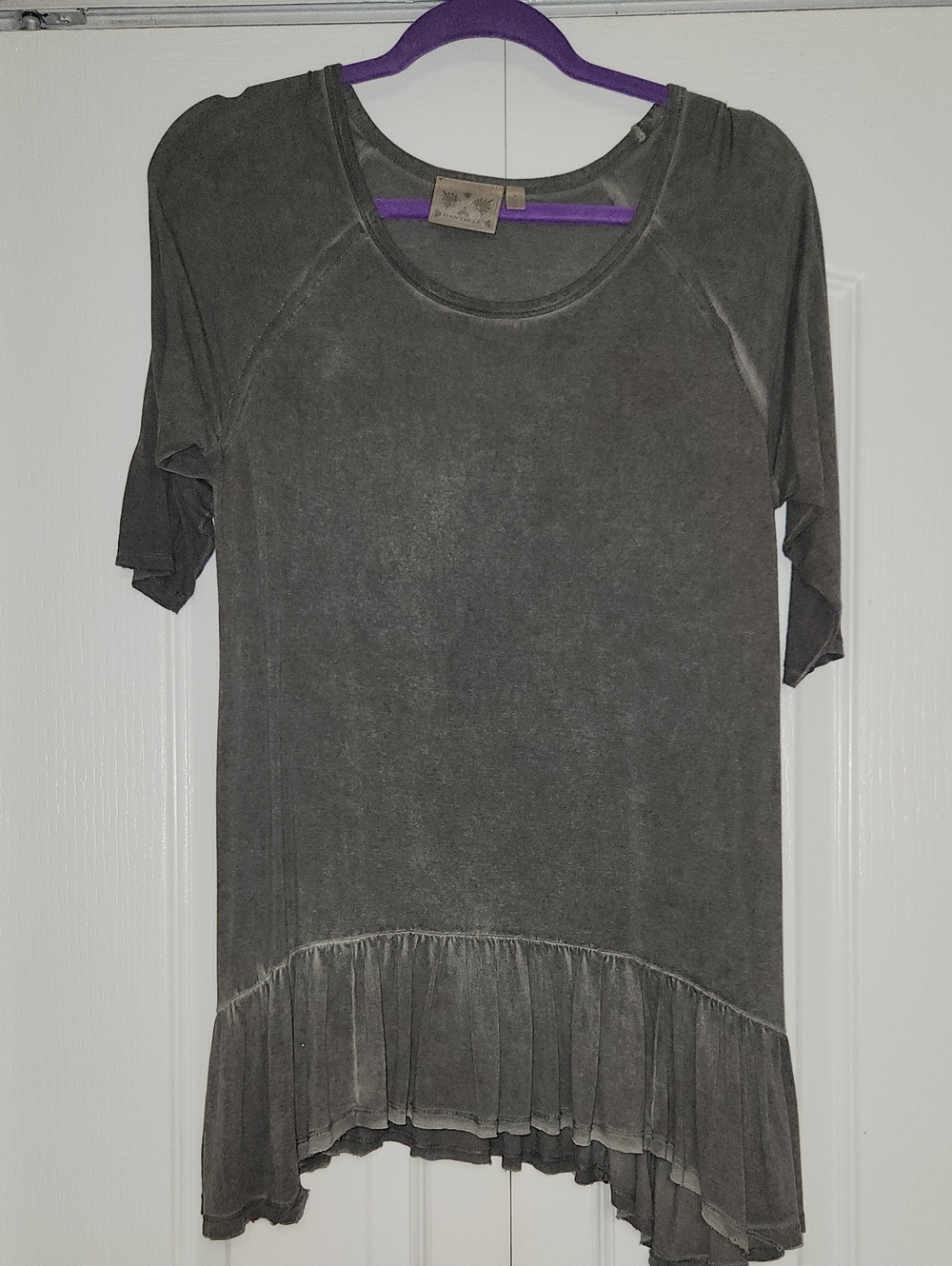 Dantelle Washed Charcoal Ruffle-Hem Tunic